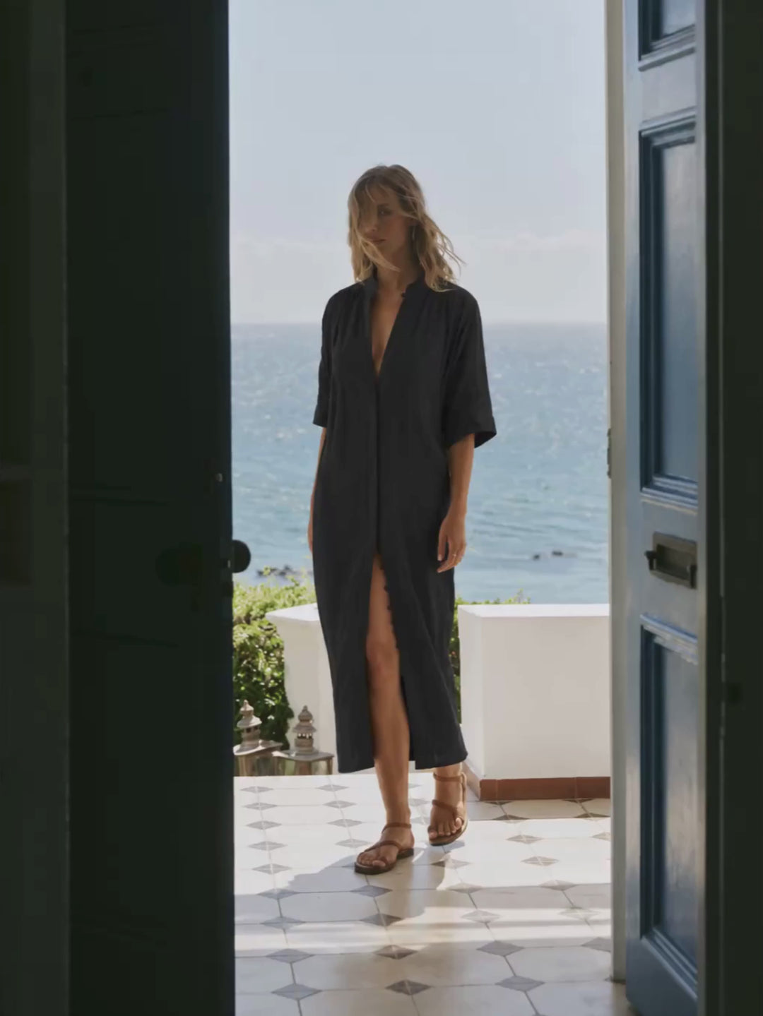 The Multiwear Shirt Dress - Black Linen Petite