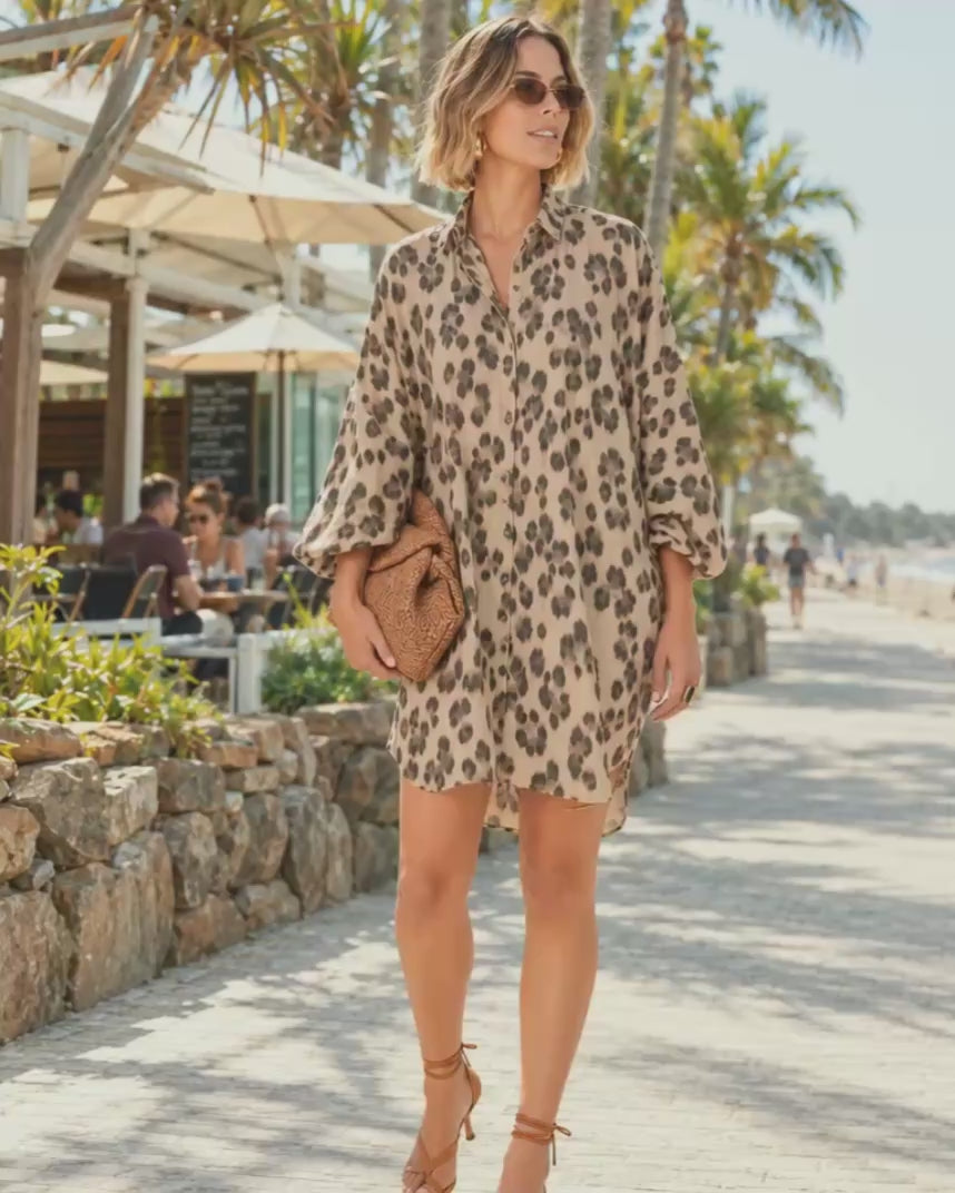 The Luxe Draper Shirt - Snow Leopard