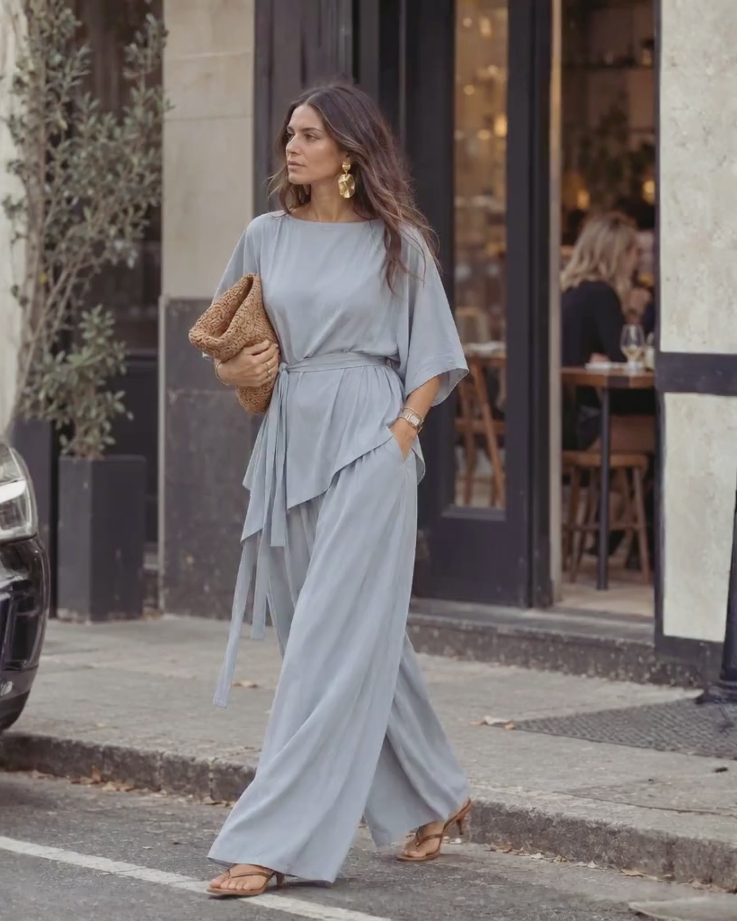 The Luxe Arc Blouse - Bleu de Lune