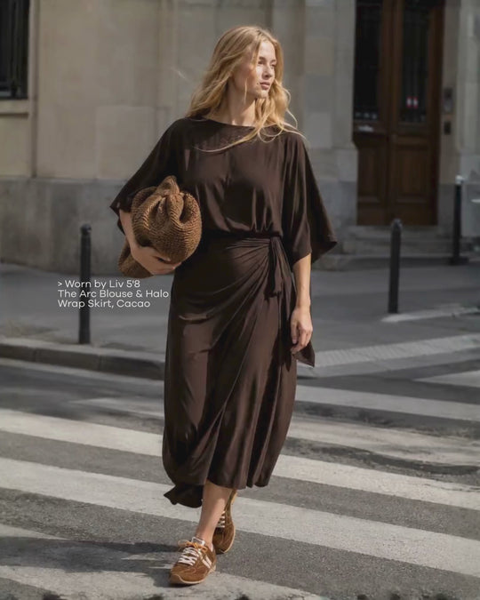 The Luxe Arc Blouse - Cacao Noir