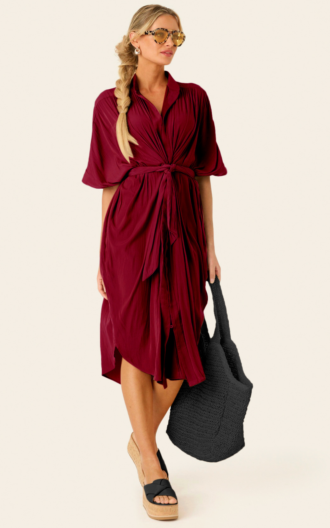 The Multiwear Shirt Dress - Blackberry, Midi