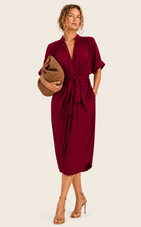 The Multiwear Shirt Dress - Blackberry, Midi