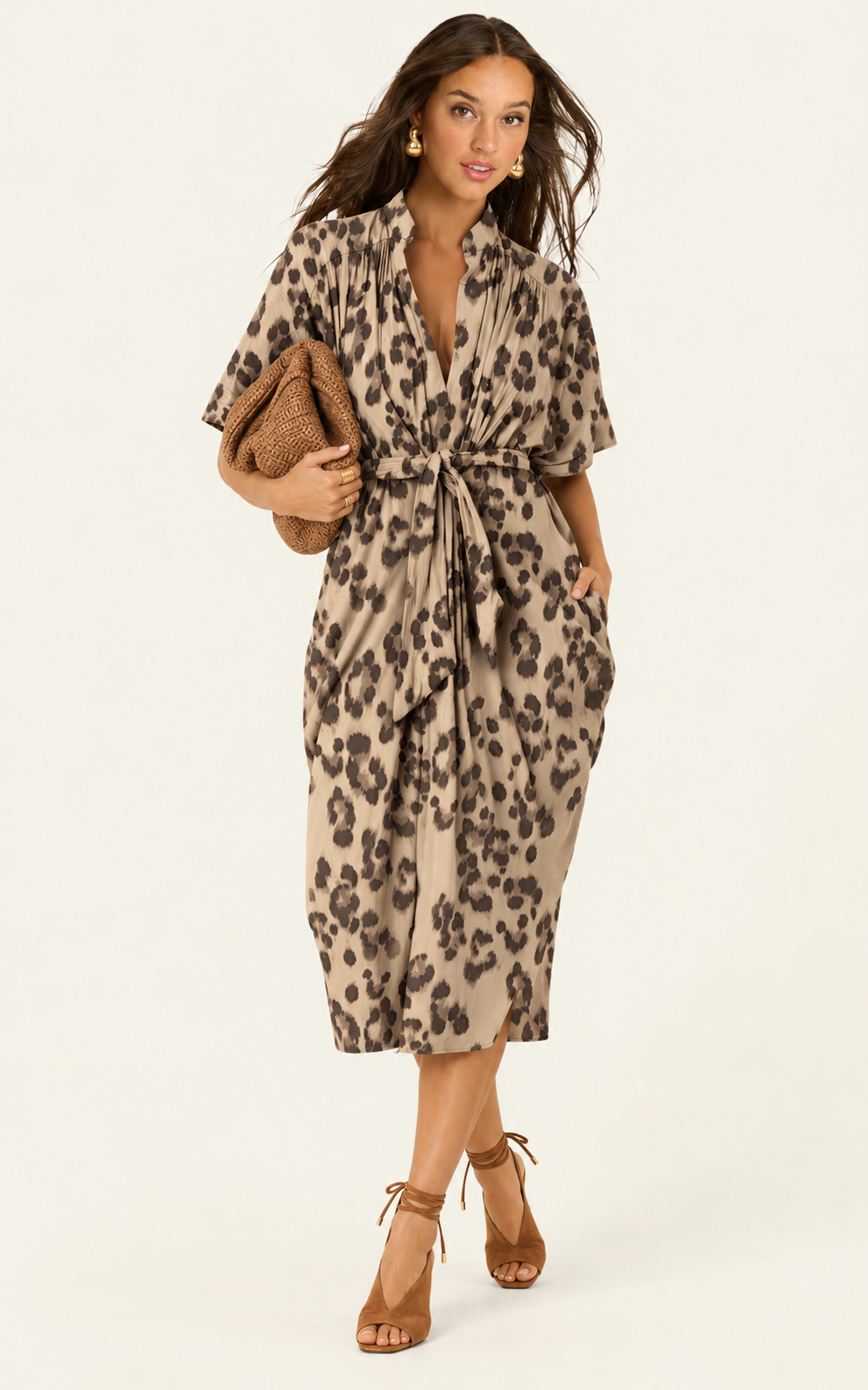 The Multiwear Shirt Dress - Snow Leopard, Midi