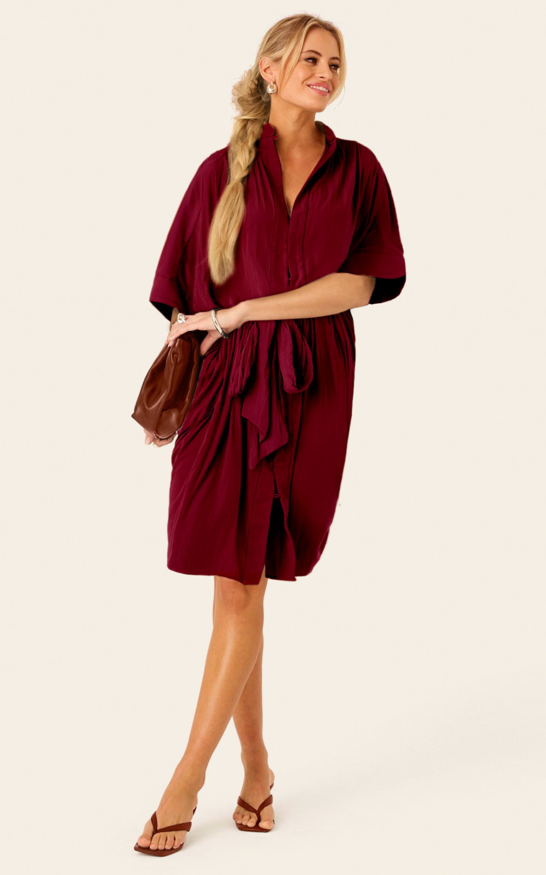 The Multiwear Shirt Dress - Blackberry, Midi