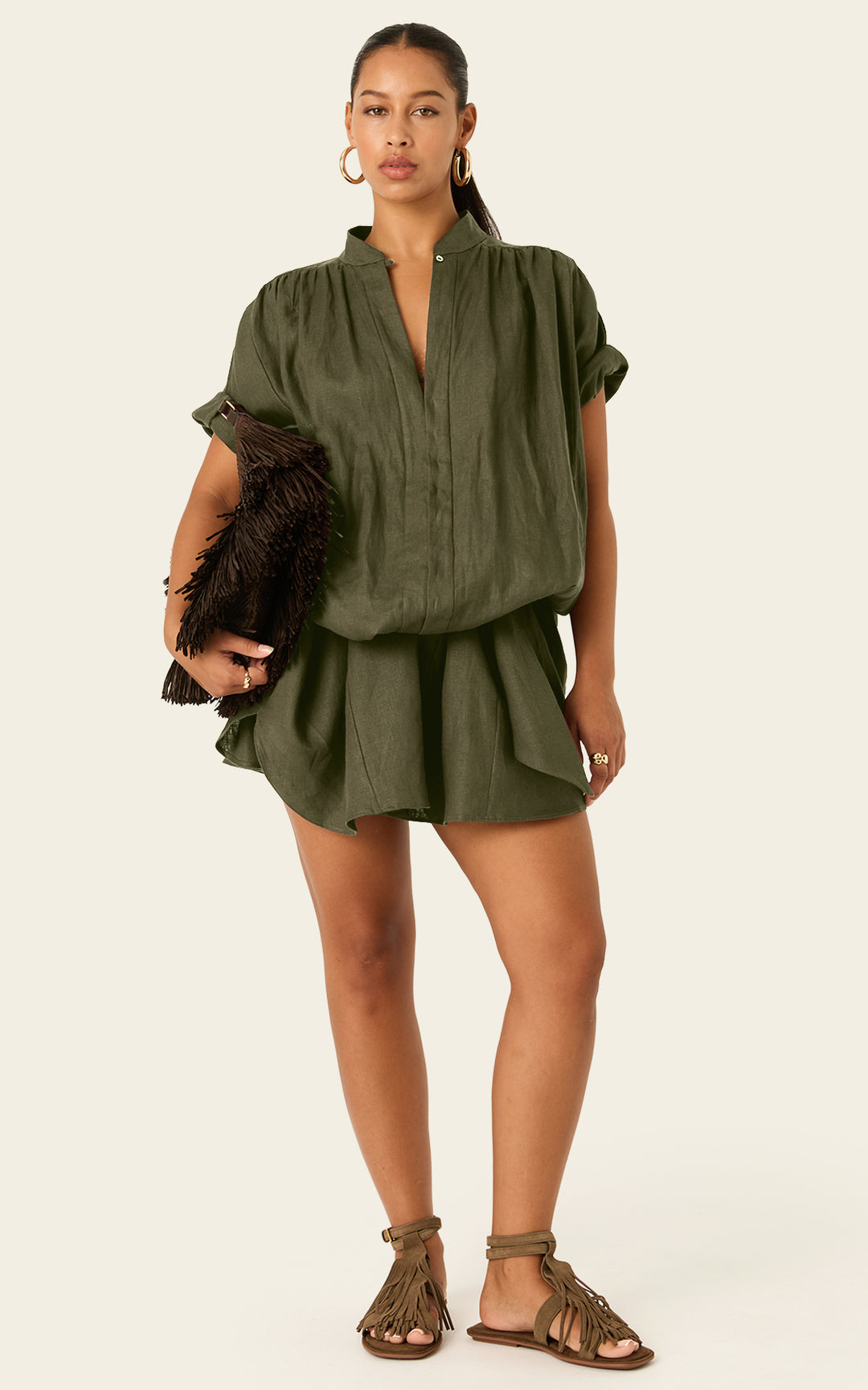 The Multiwear Shirt Dress - Oliva Verte Linen, Midi