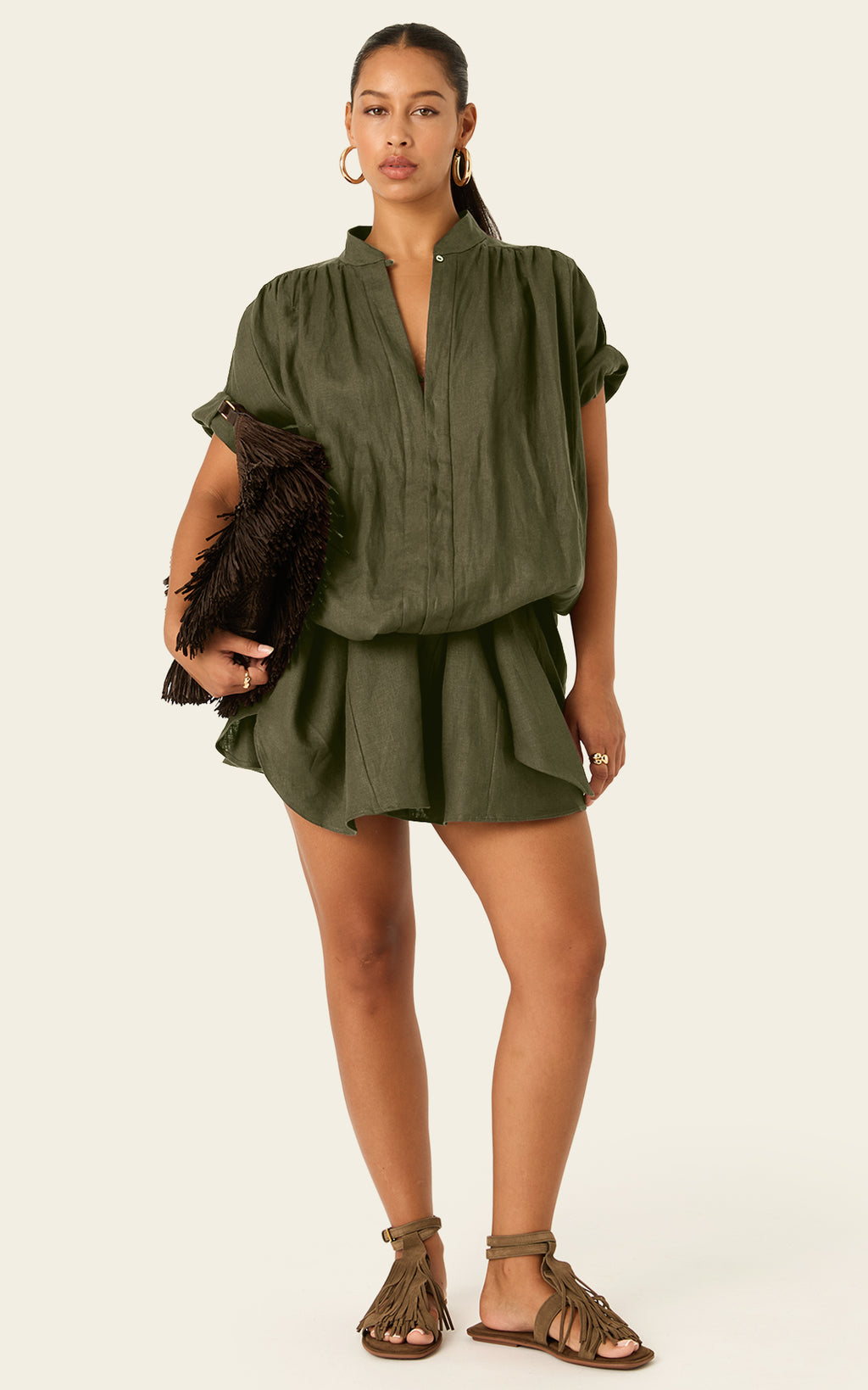 The Multiwear Shirt Dress - Oliva Verte Linen, Midi