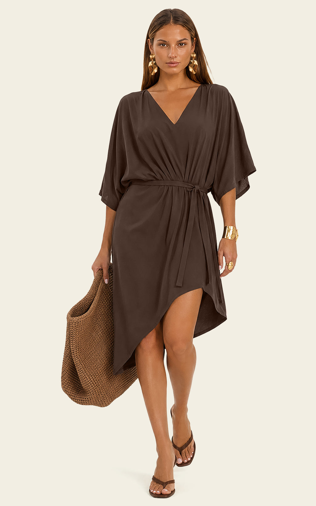 The Luxe Luna Mini Kaftan - Cacao Noir