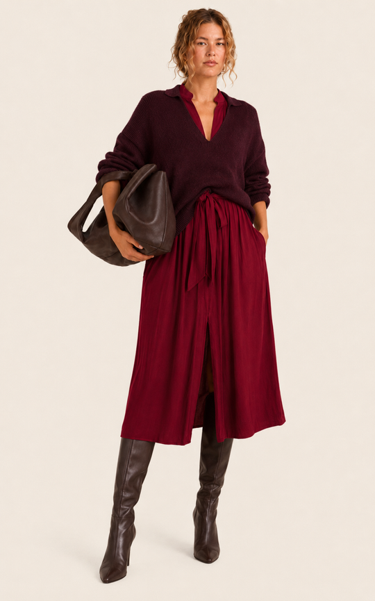 The Multiwear Shirt Dress - Blackberry, Midi