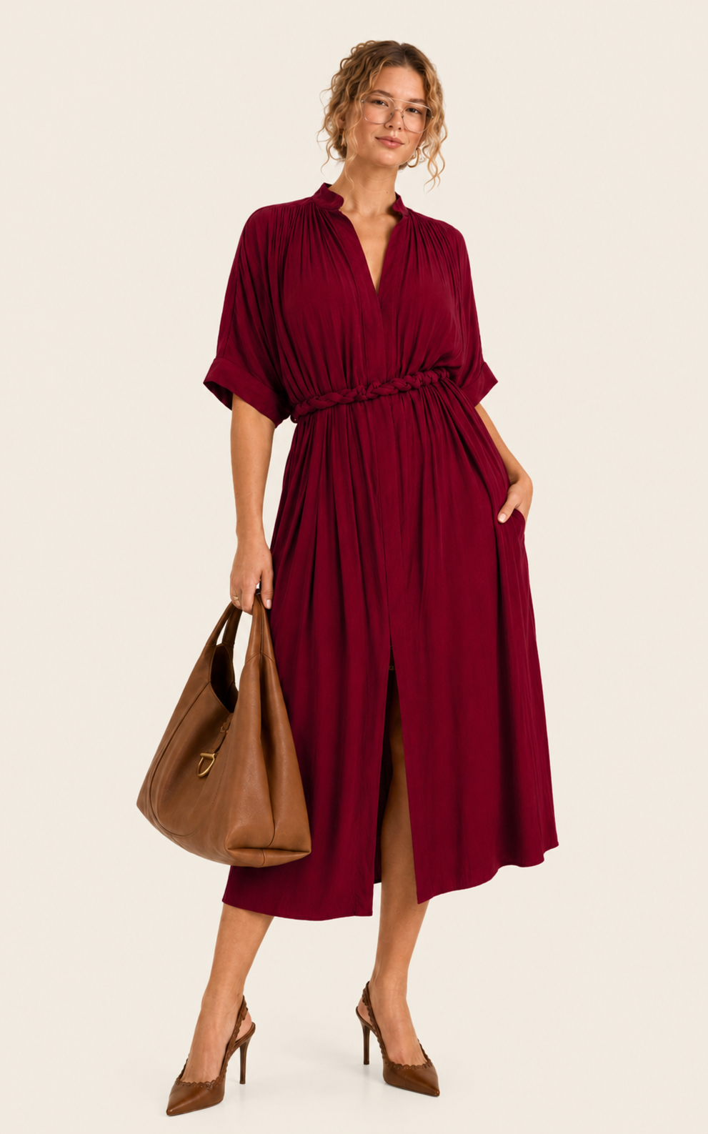 The Multiwear Shirt Dress - Blackberry, Midi