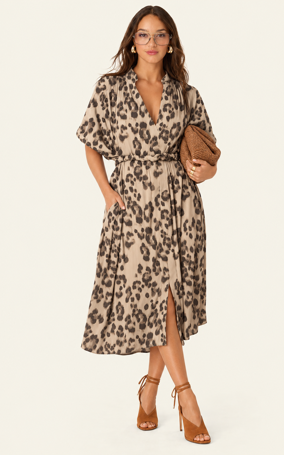 The Multiwear Shirt Dress - Snow Leopard, Midi
